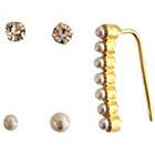 Target Fashion Earring Set with Stones and Simulated Pearls- Gold/Clear