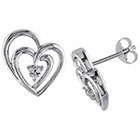 Allura 0.05 CT. T.W. Diamond Heart Pin Earrings in Sterling Silver (I3)