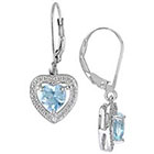 Diamond 2 CT. T.W. Sky Blue Topaz and 0.01 CT. T.W. Leverback Earrings in Sterling Silver