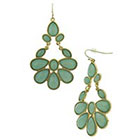 Target Dangle Earrings with Acrylic Stones - Gold/Green