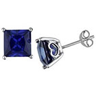 Allura 5.6 CT. T.W. Square Simulated Blue Sapphire Stud Earrings in Sterling Silver